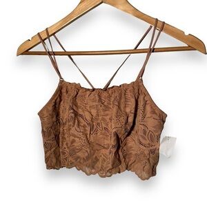 NWT AERIE TAN LACE  BRALETTE M